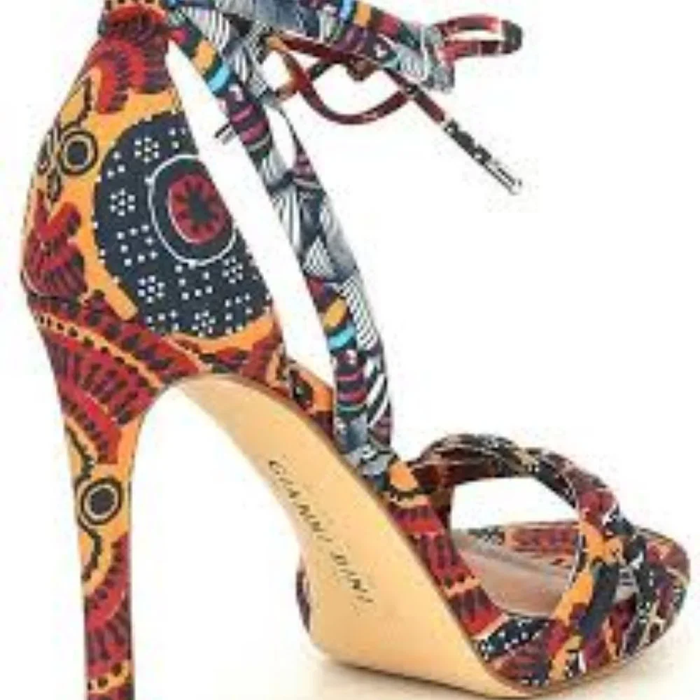 Gianni Bini Abbrie Print Ankle Tie Sandals - Picture 2 of 9